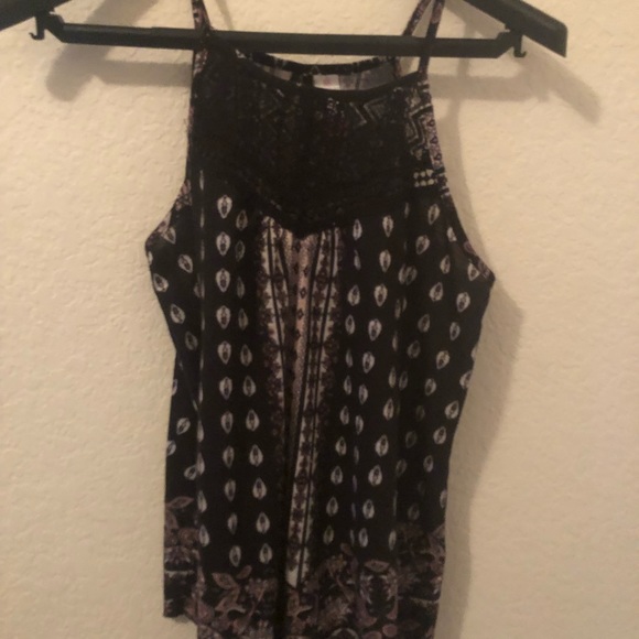 Black boho print tank top - Picture 1 of 2